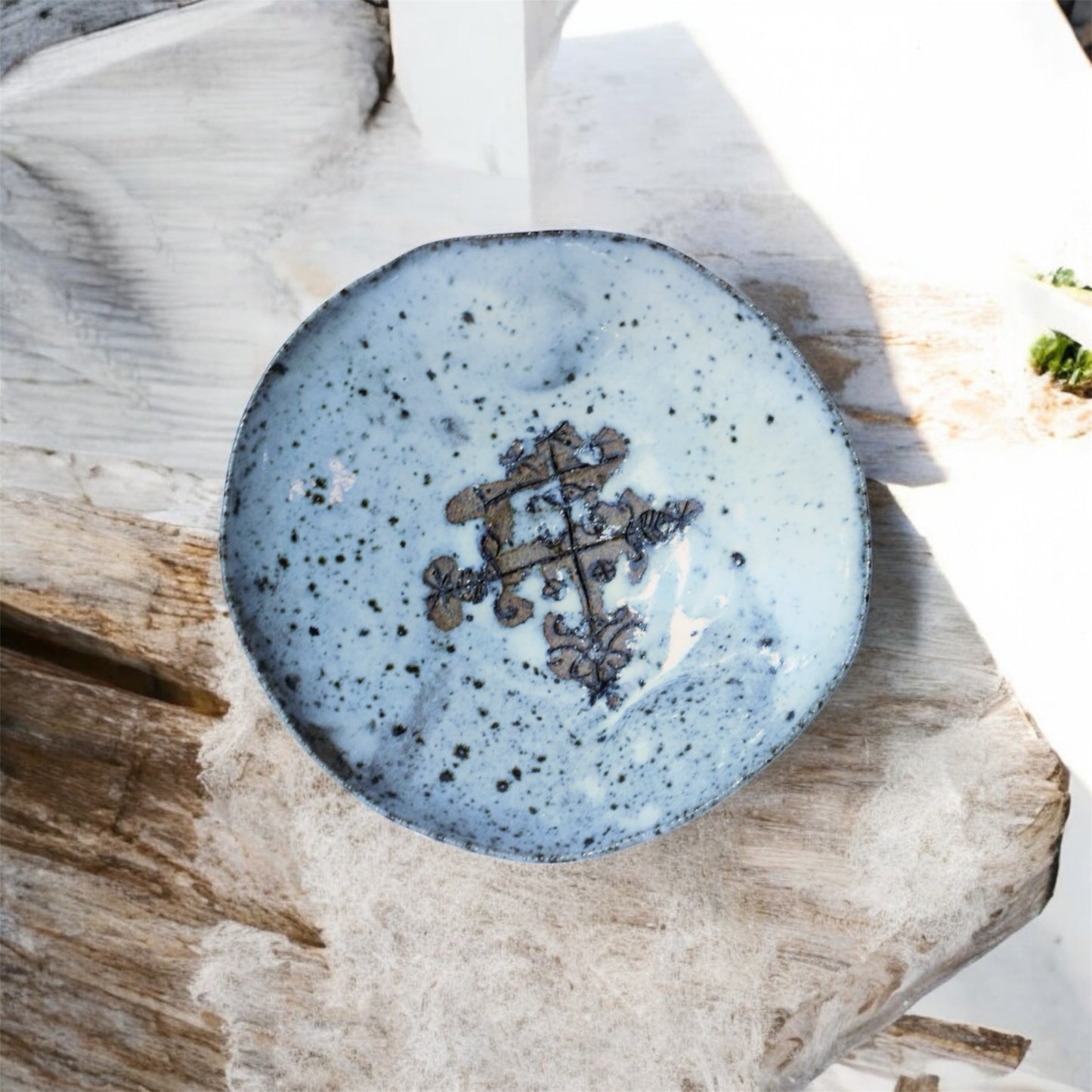 Snow Speckled Glazed Bowl