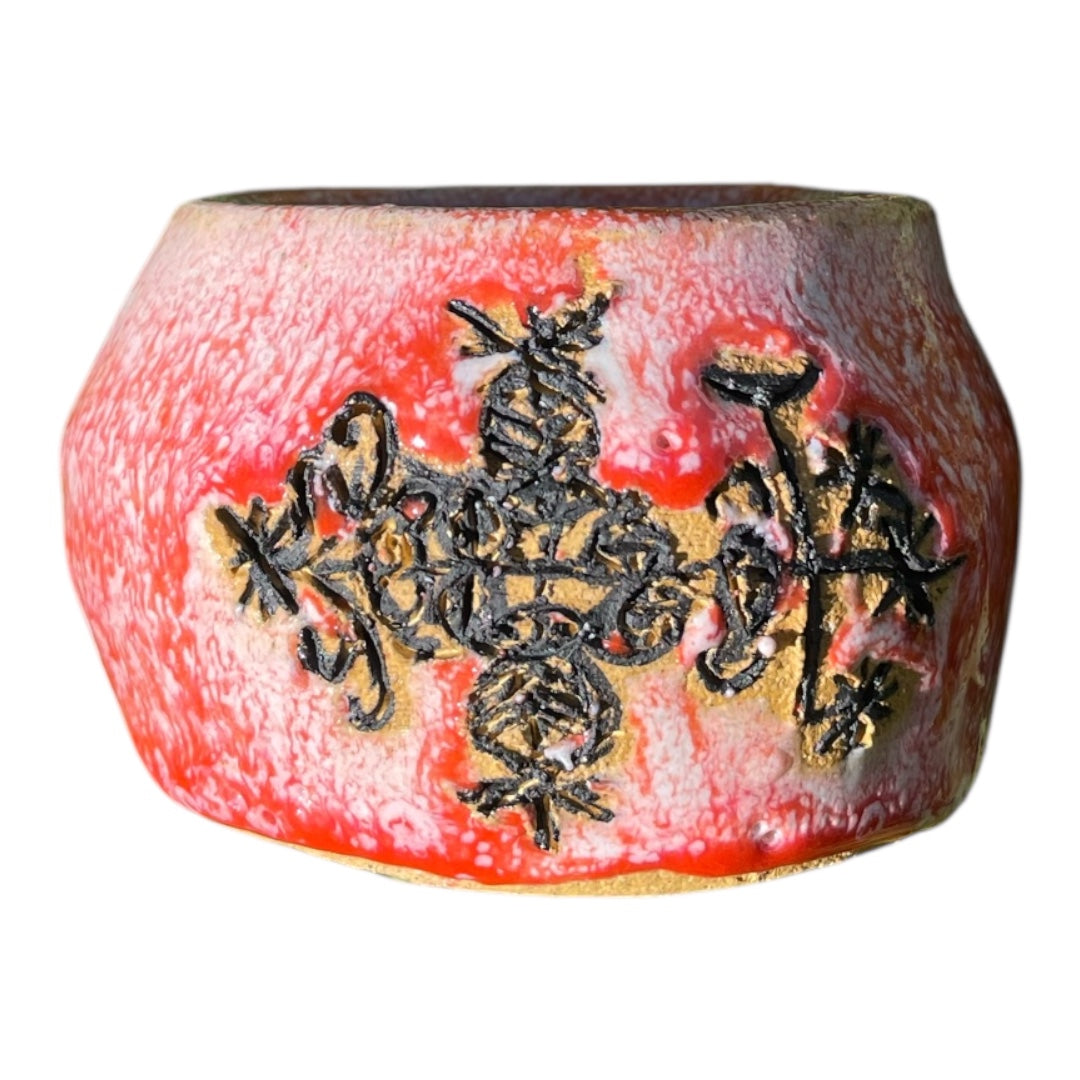 Bright Orange Ancestral Cup Vase